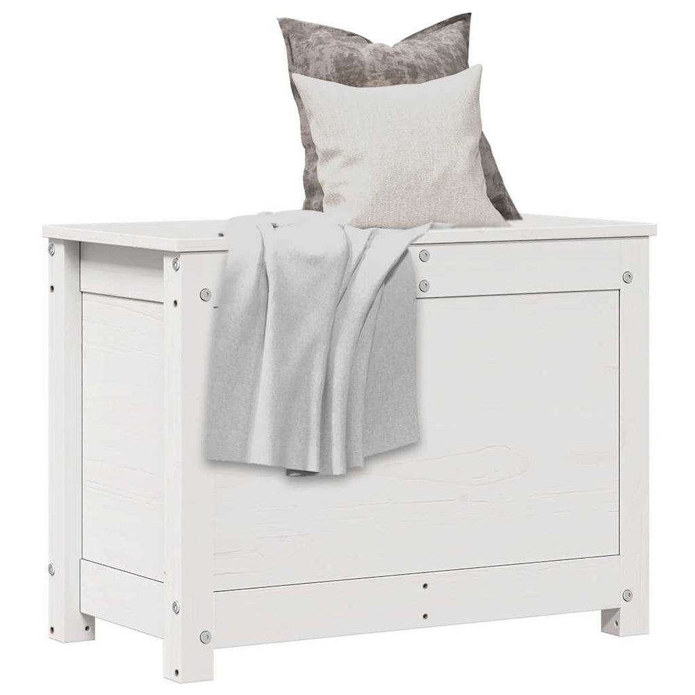 Storage box, white, 60x32x45.5cm, solid pine