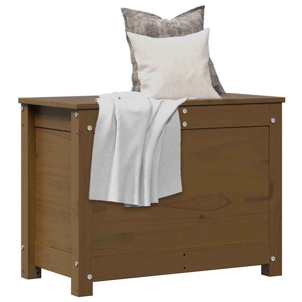 Storage box, honey brown, 60x32x45.5cm, solid pine