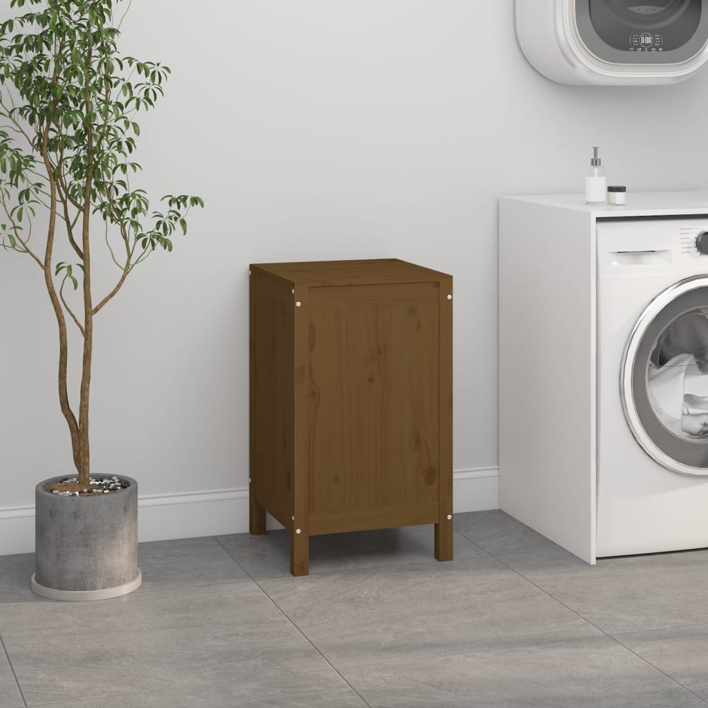 Laundry box, honey brown, 44x44x76cm, solid pine