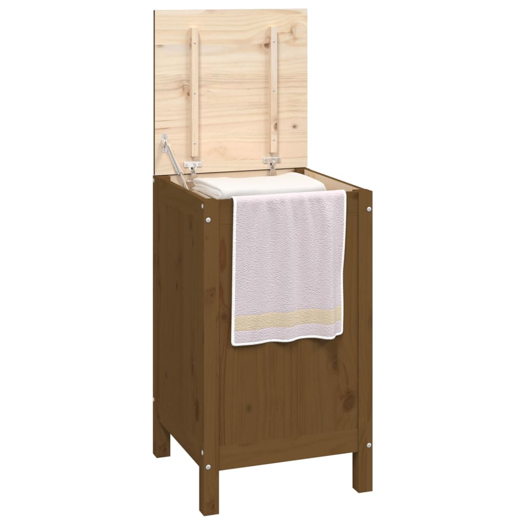 Laundry box, honey brown, 44x44x76cm, solid pine