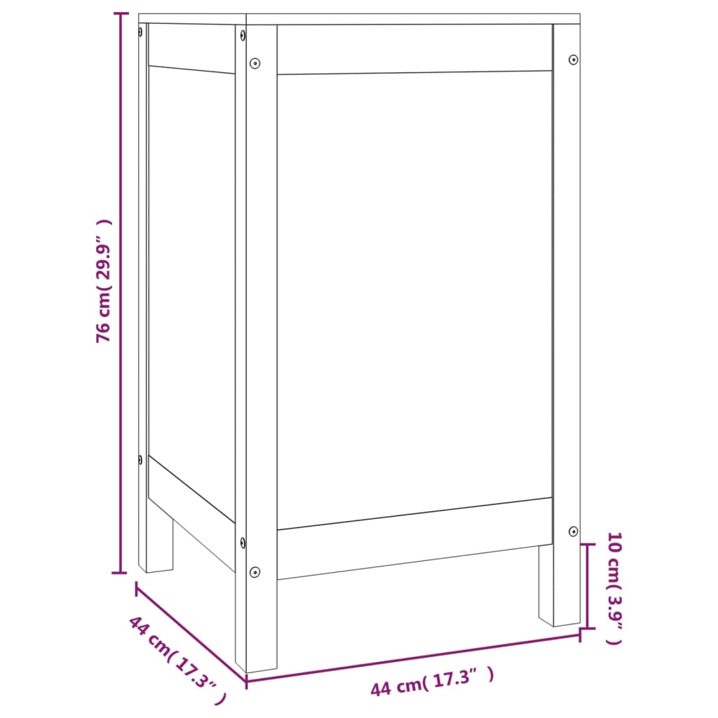 Laundry box, honey brown, 44x44x76cm, solid pine