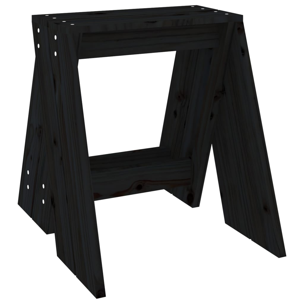 Stools, 2 pcs., black, 40x40x45cm, solid pine