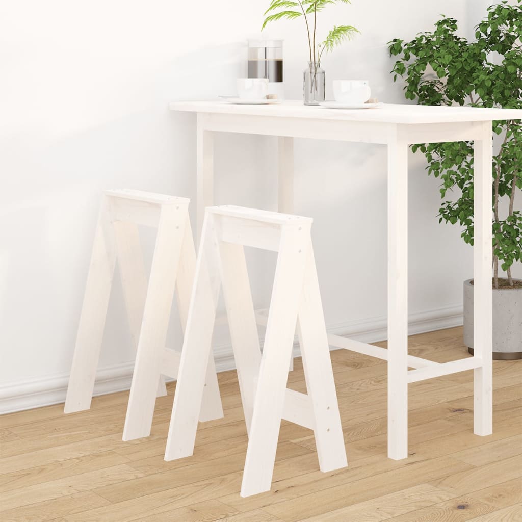 Stools, 2 pcs., white, 40x40x75cm, solid pine wood