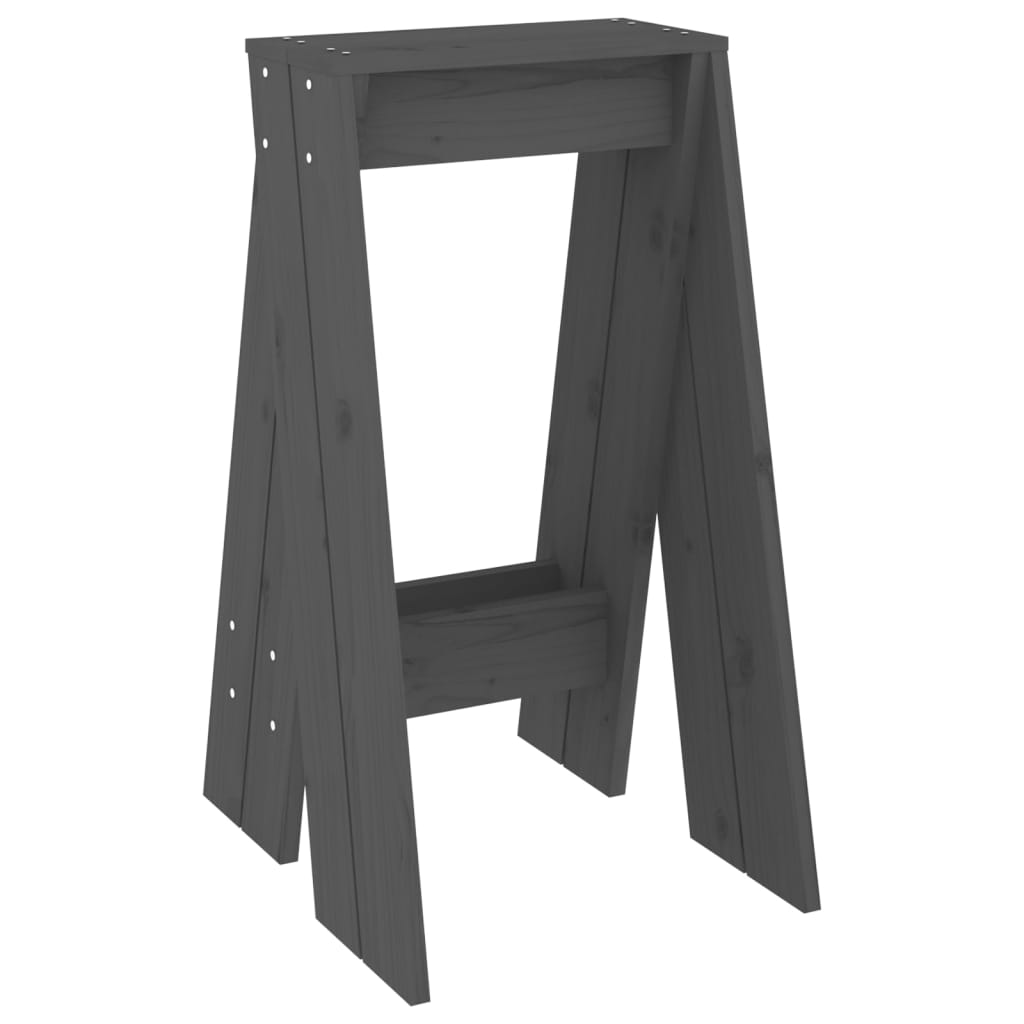 Bar stools, 2 pcs., grey, 40x40x75cm, solid pine wood
