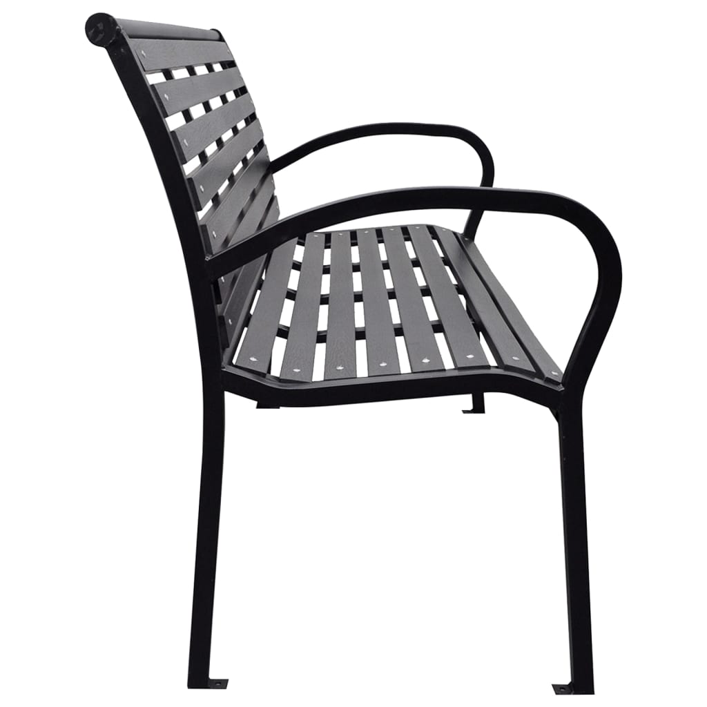 Garden bench, black, 116cm, steel and WPC
