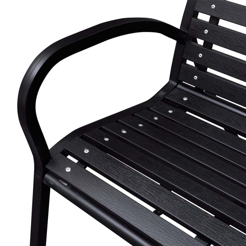 Garden bench, black, 116cm, steel and WPC