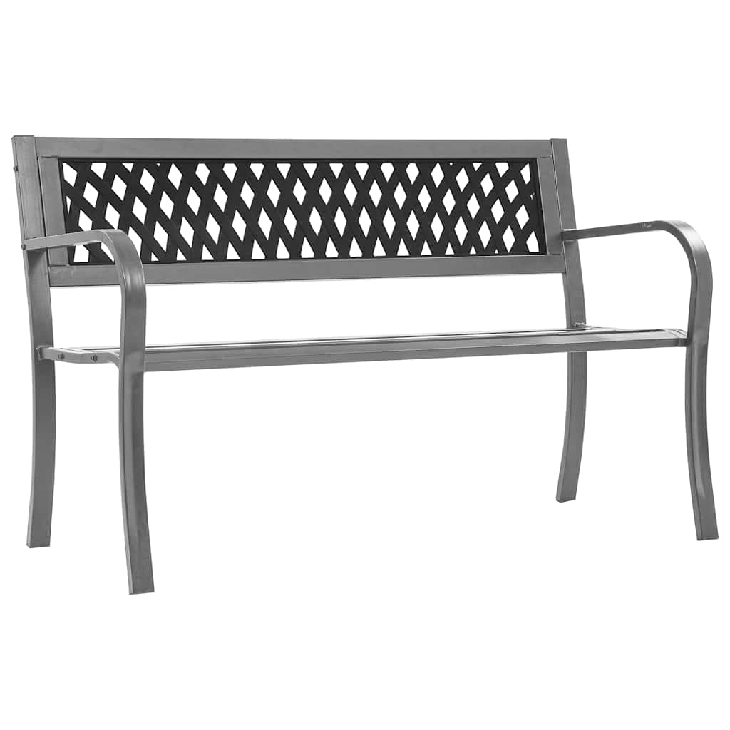 Garden bench, black, 120cm, steel