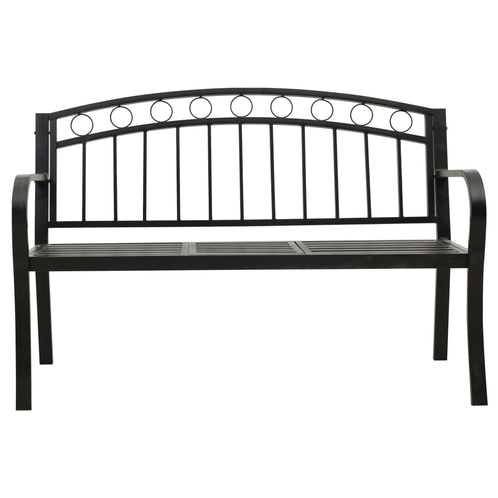 Sodo suoliukas su staliuku, juodos spalvos, 120cm, plienas