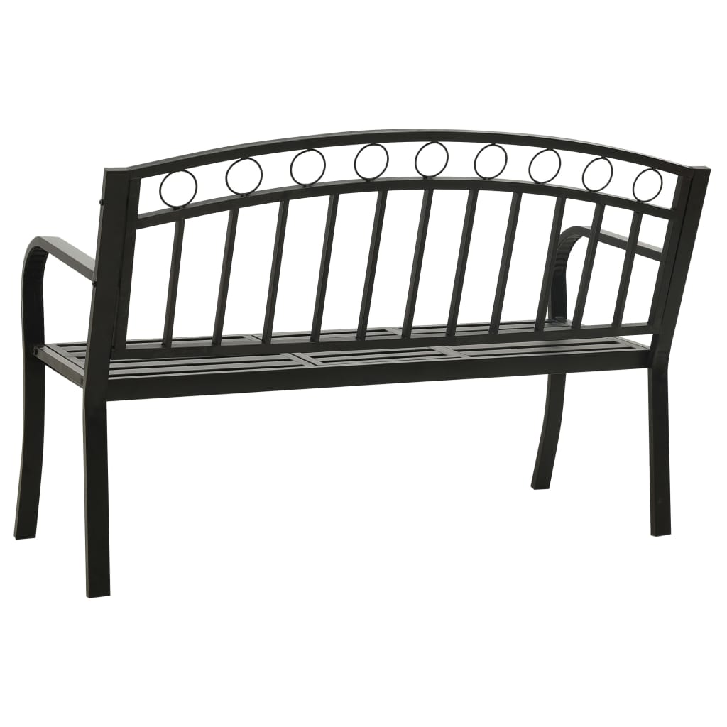 Sodo suoliukas su staliuku, juodos spalvos, 120cm, plienas