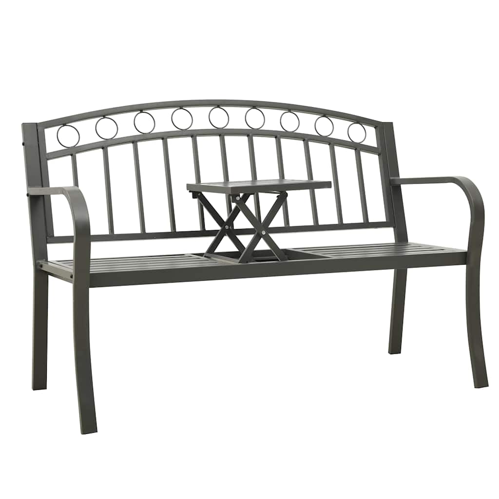 Dārza sols ar galdiņu, pelēks, 120cm, tērauds