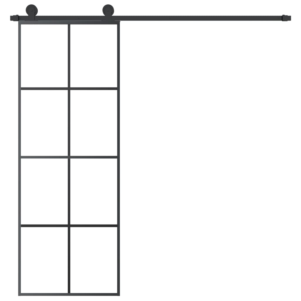 Sliding door with fitting kit, 76x205cm, ESG and aluminium