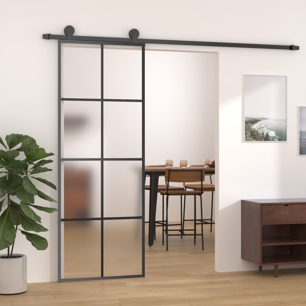 Sliding door with fitting kit, 76x205cm, ESG and aluminium