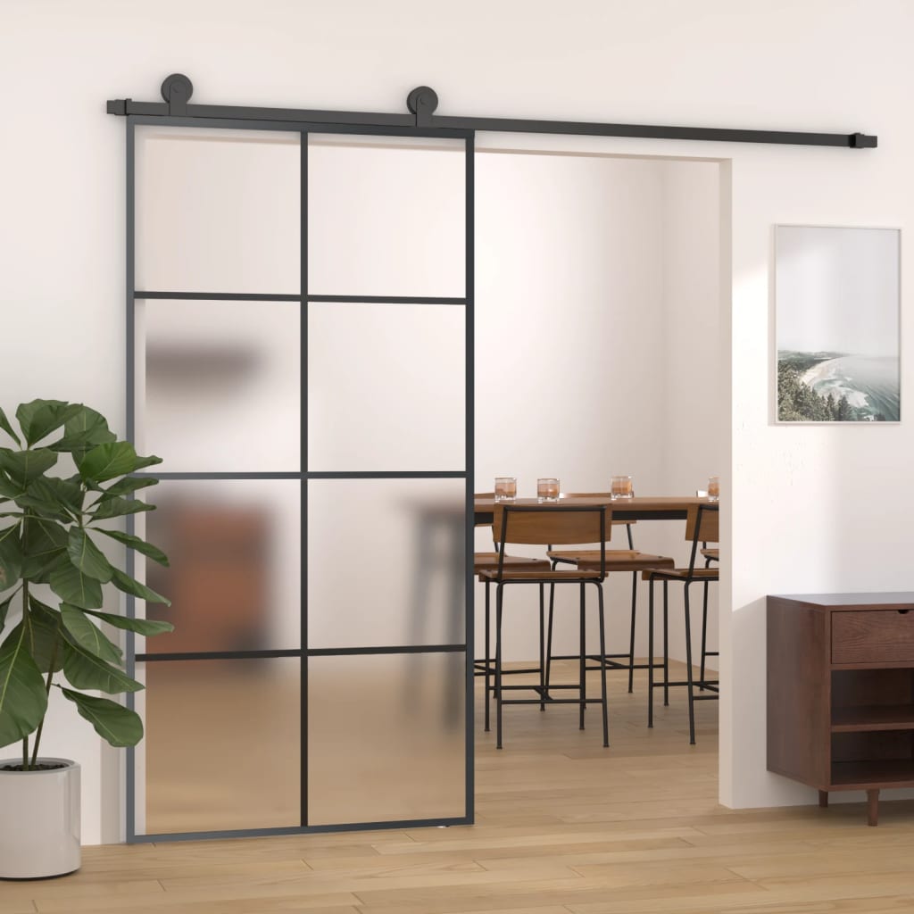 Sliding door with hardware set, 102.5x205cm, ESG/aluminium