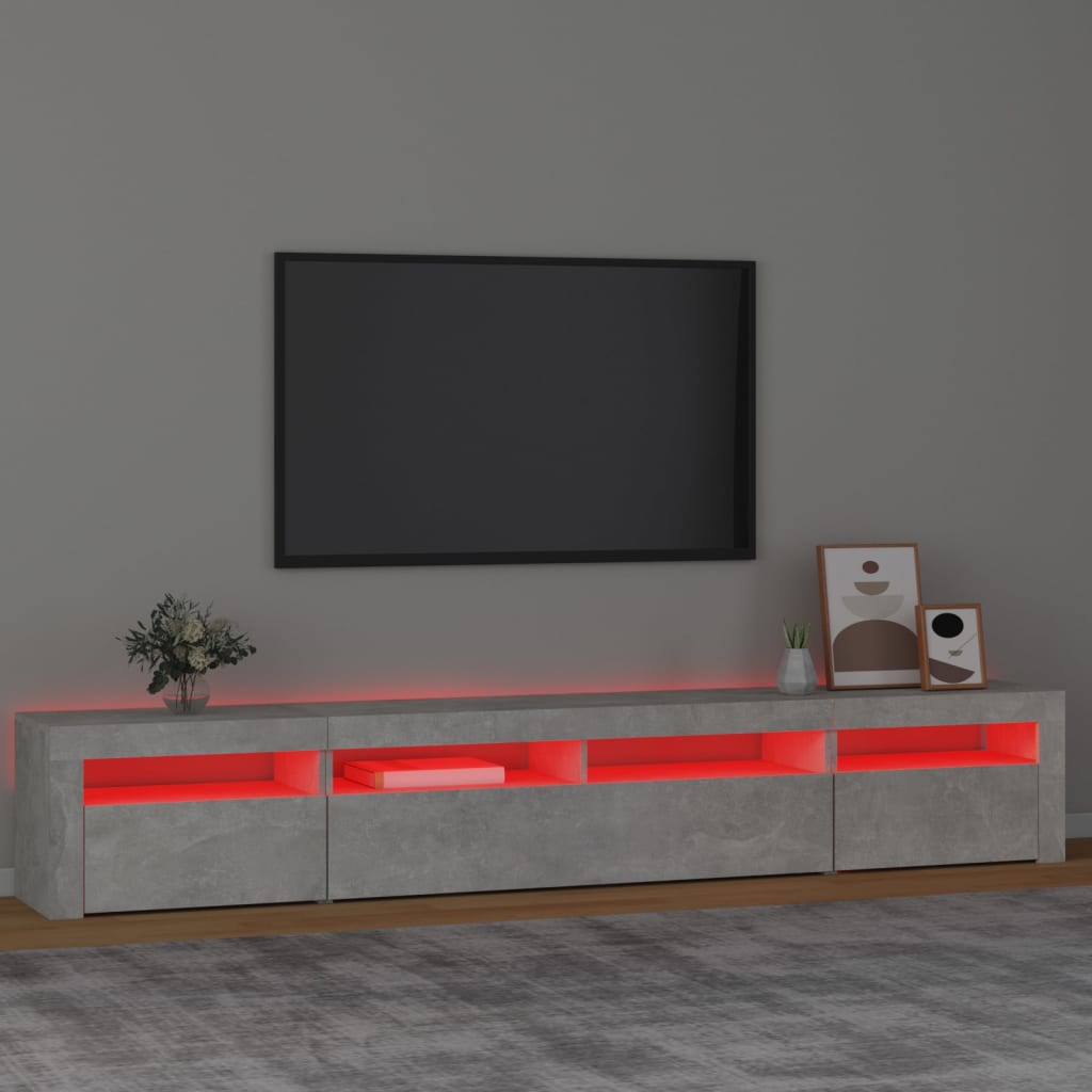 TV spintelė su LED apšvietimu, betono pilka, 240x35x40cm