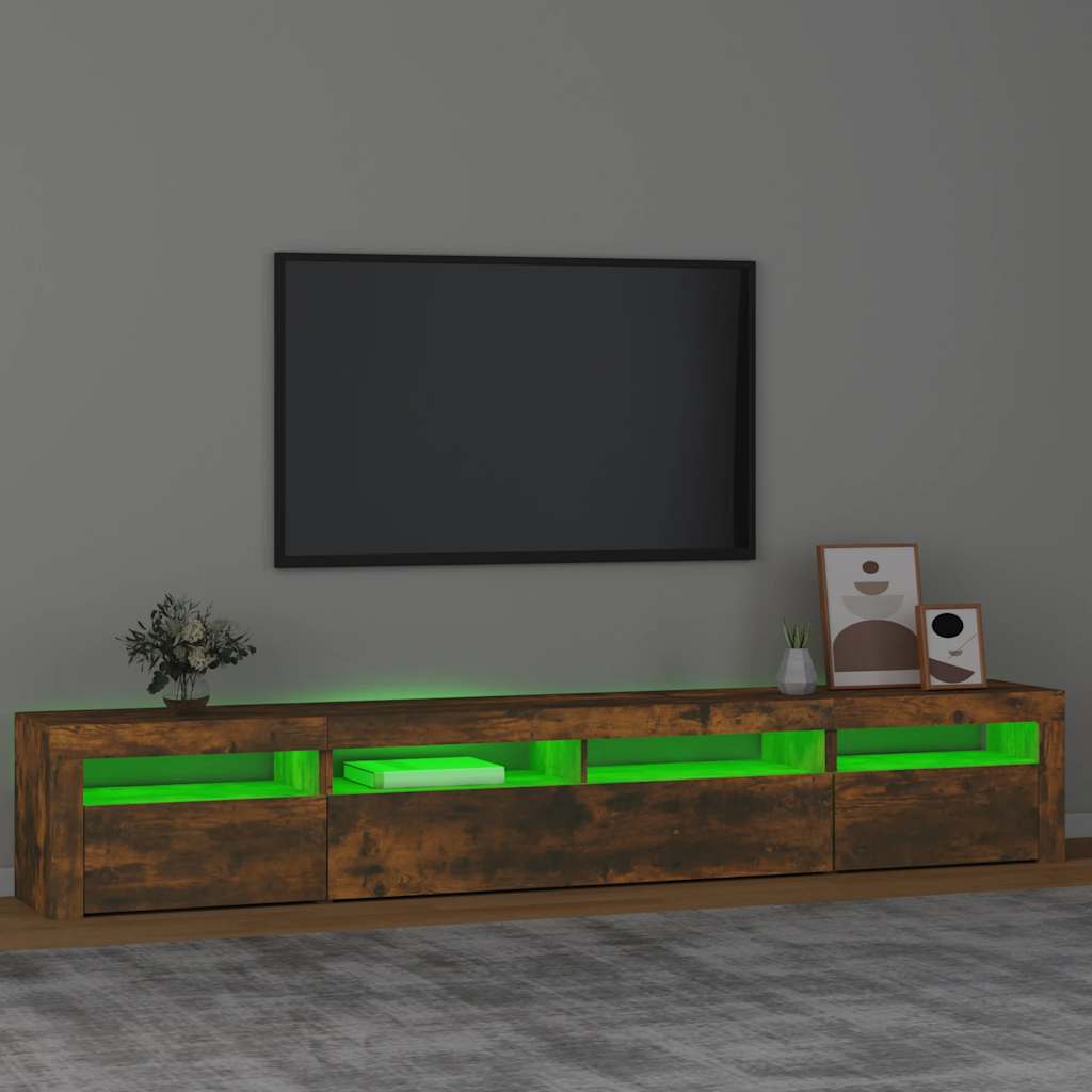 Televizoriaus spintelė su LED, dūminio ąžuolo, 240x35x40cm