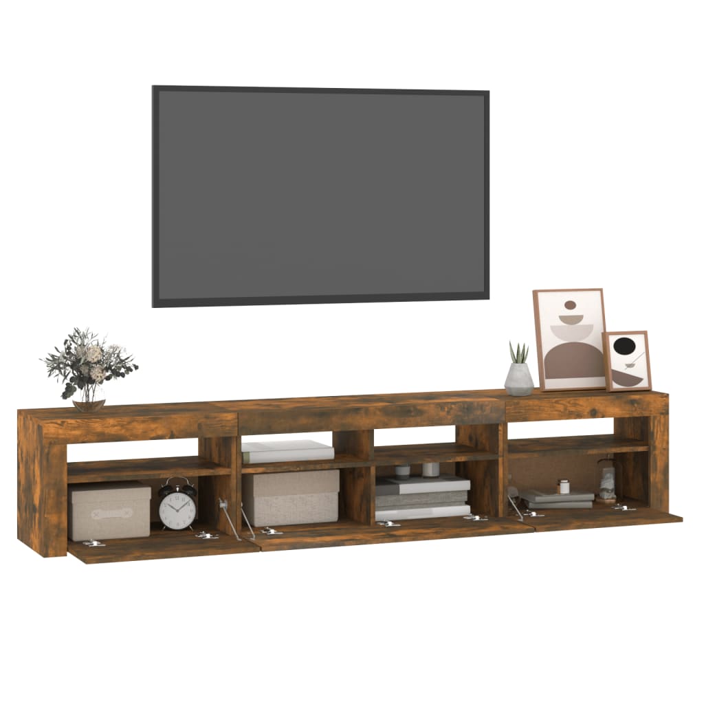 TV skapītis ar LED, dūmu ozols, 210x35x40cm