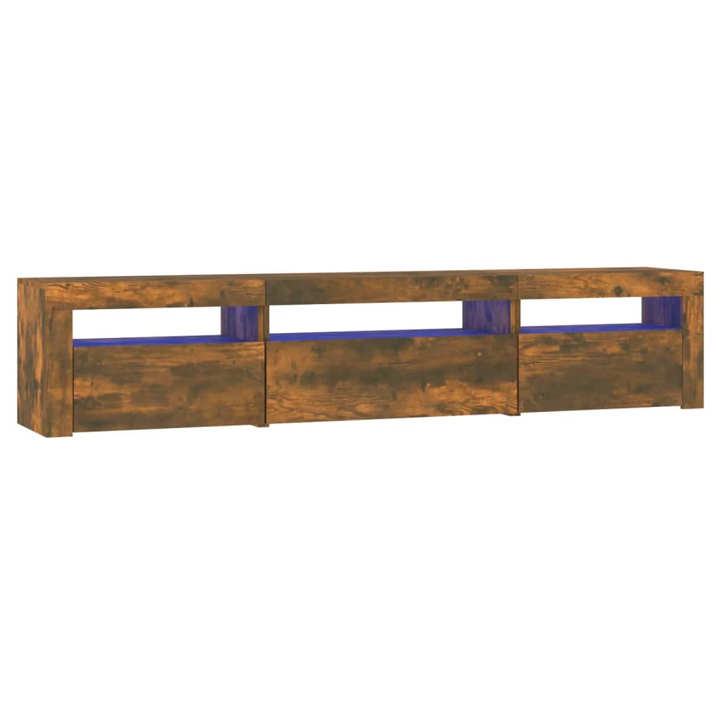 TV cabinet with LED, smoky oak, 195x35x40cm