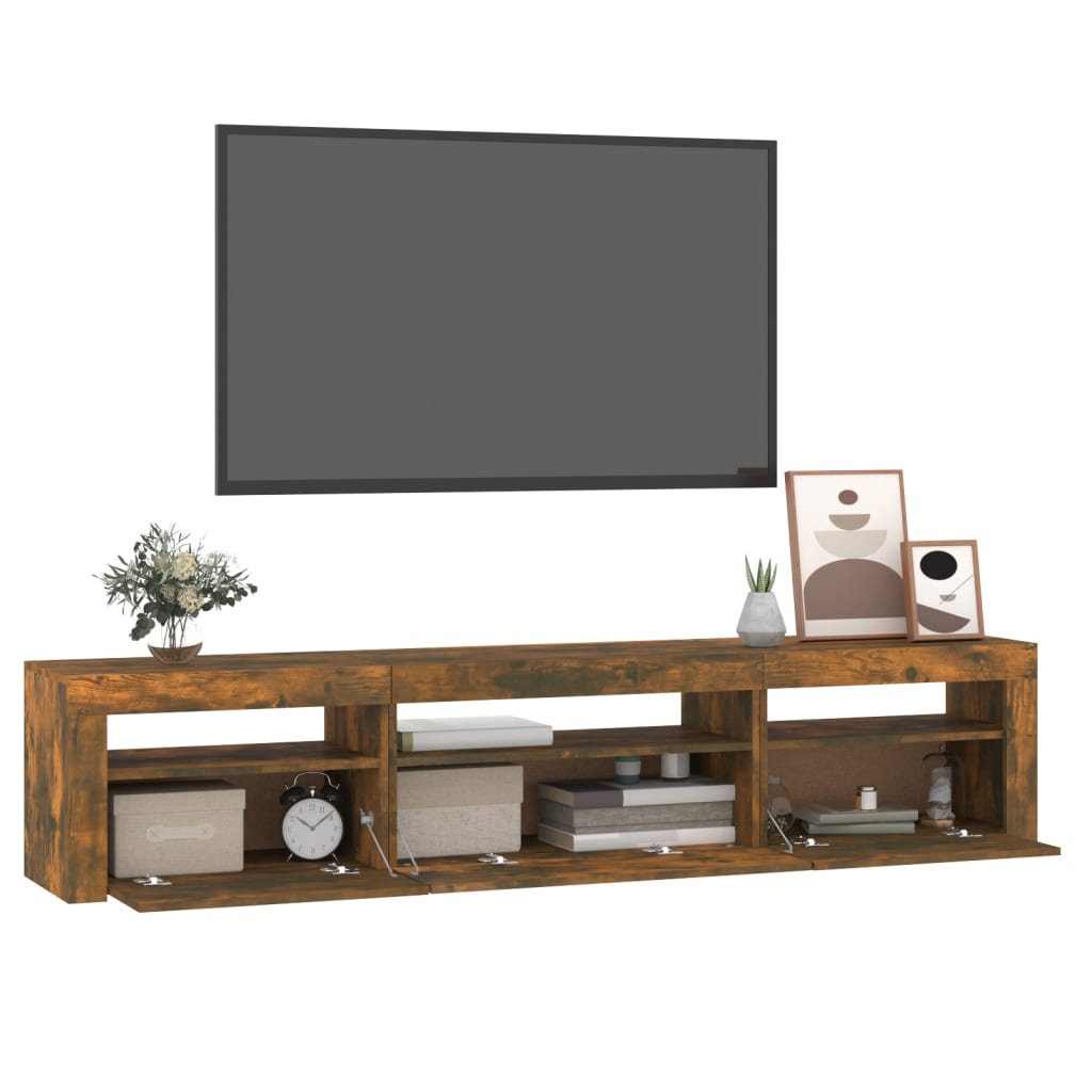TV cabinet with LED, smoky oak, 195x35x40cm