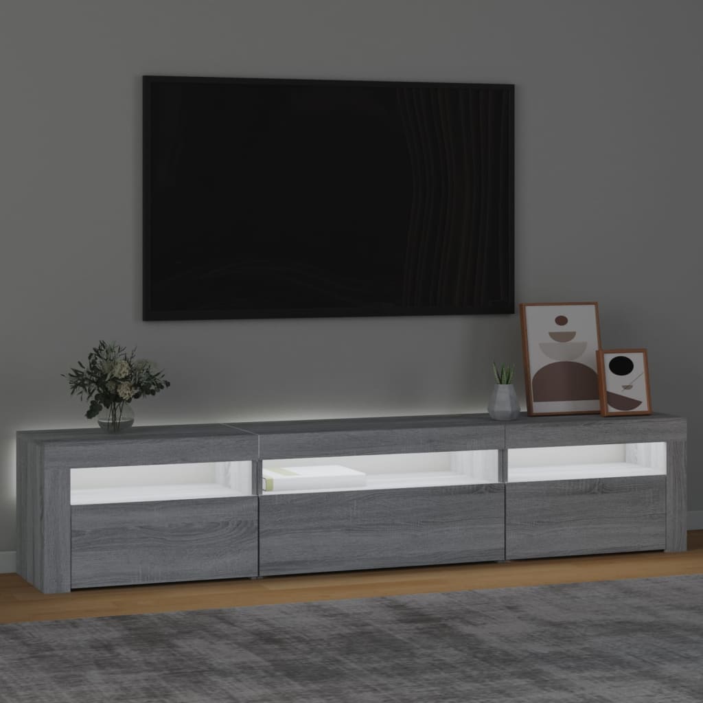 Televizoriaus spintelė su LED, pilka ąžuolo, 195x35x40cm