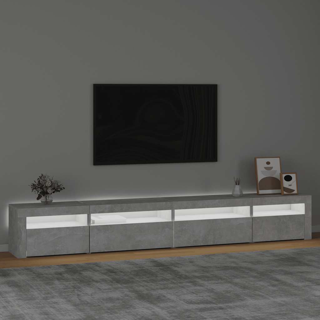 TV spintelė su LED apšvietimu, betono pilka, 270x35x40cm