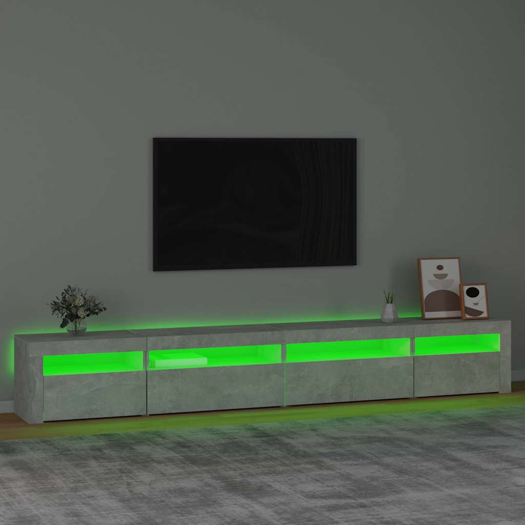 TV spintelė su LED apšvietimu, betono pilka, 270x35x40cm