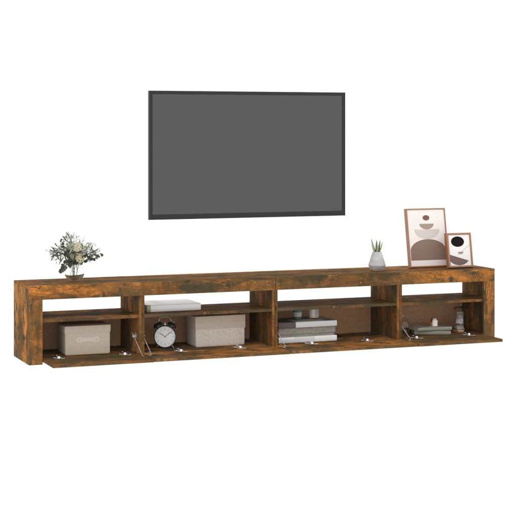 TV skapītis ar LED, dūmu ozols, 270x35x40cm