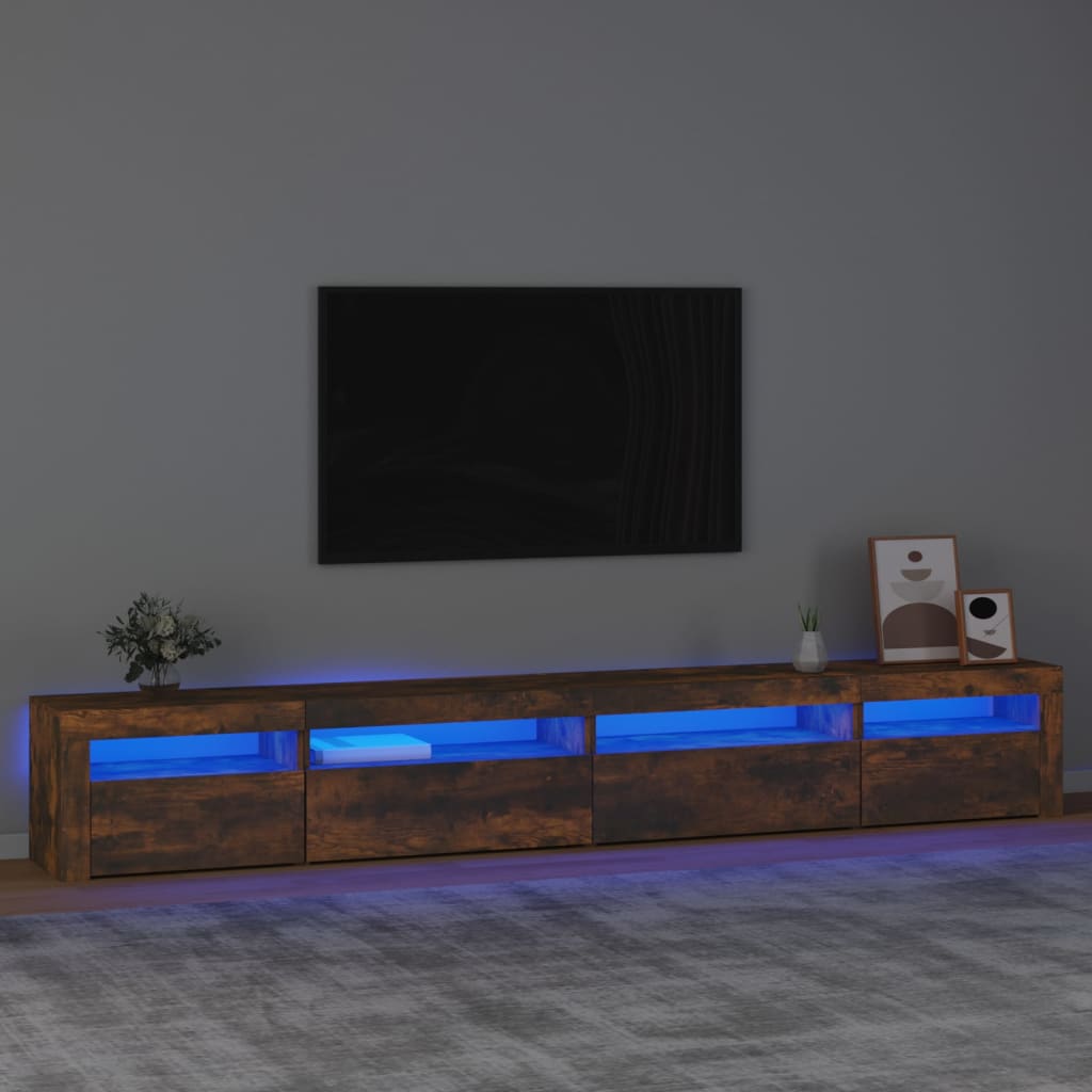 TV skapītis ar LED, dūmu ozols, 270x35x40cm