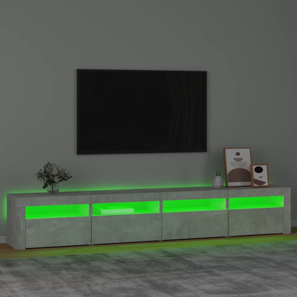 TV spintelė su LED apšvietimu, betono pilka, 240x35x40cm