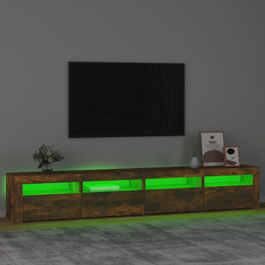 TV skapītis ar LED, dūmu ozols, 240x35x40cm