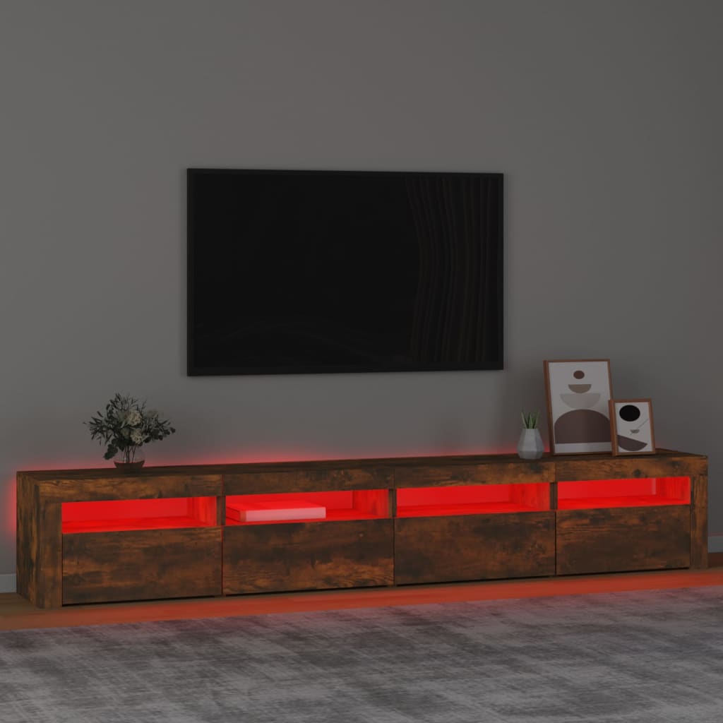 TV skapītis ar LED, dūmu ozols, 240x35x40cm