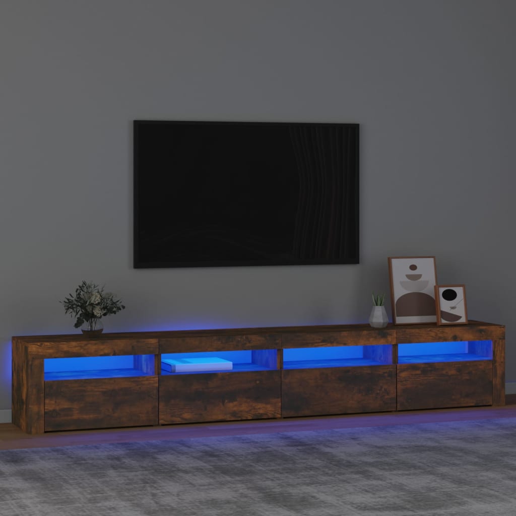 TV skapītis ar LED, dūmu ozols, 240x35x40cm