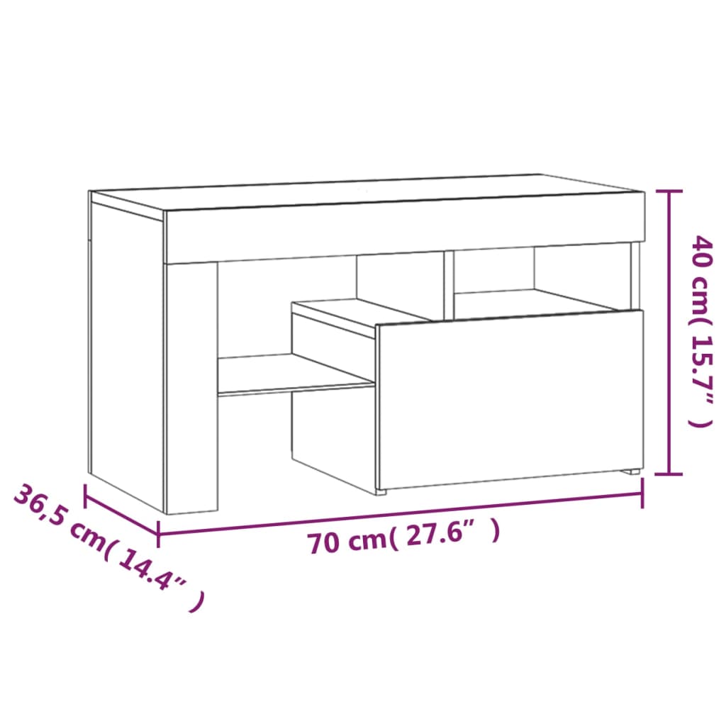 Nightstands with LED, 2 pcs., white, 70x36.5x40cm