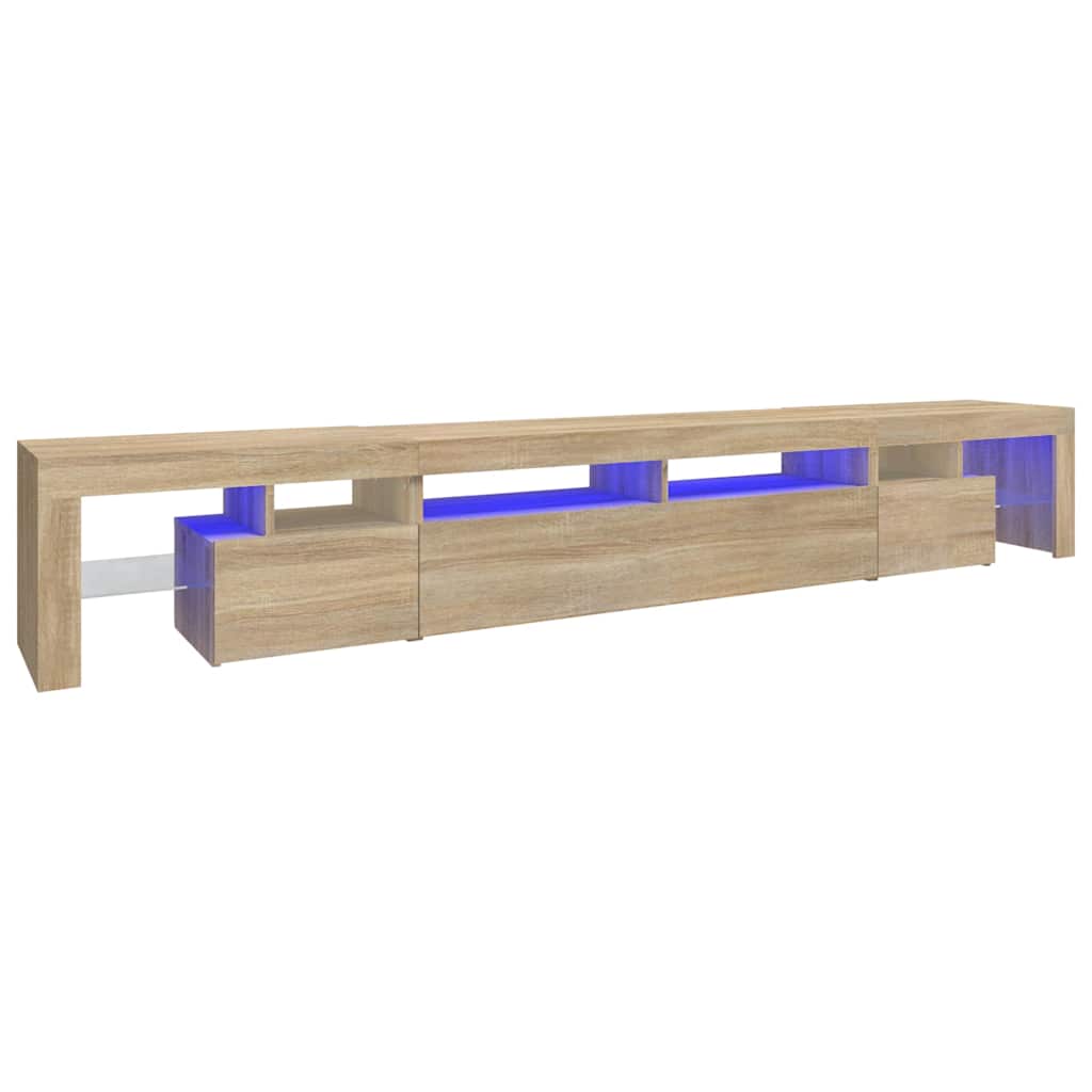 TV galdiņš ar LED apgaismojumu, ozolkoka, 260x36,5x40cm