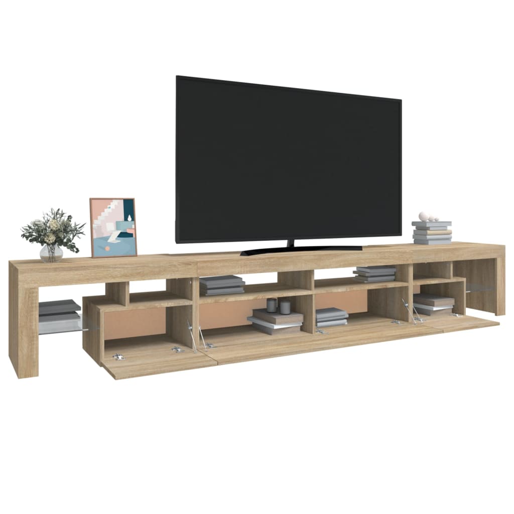 TV cabinet with LED lighting, oak, 260x36.5x40cm
