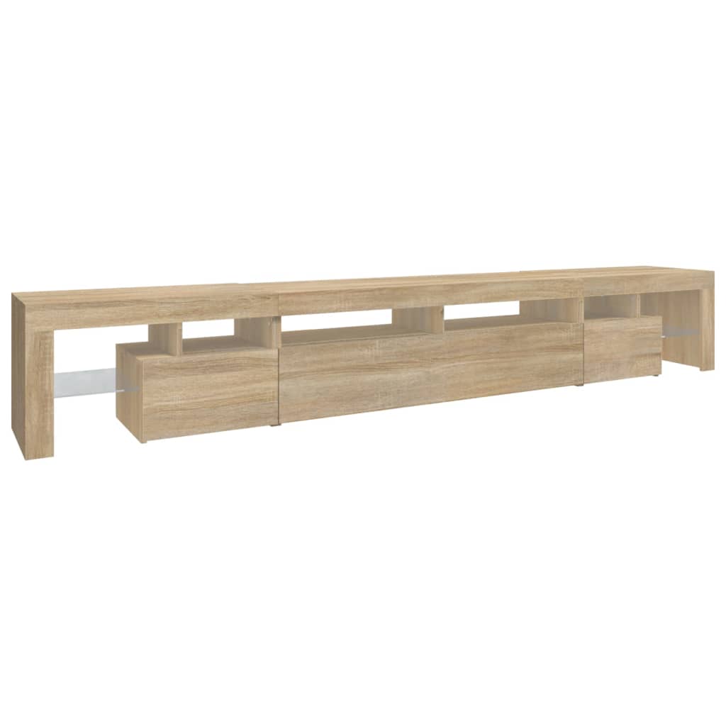 TV cabinet with LED lighting, oak, 260x36.5x40cm