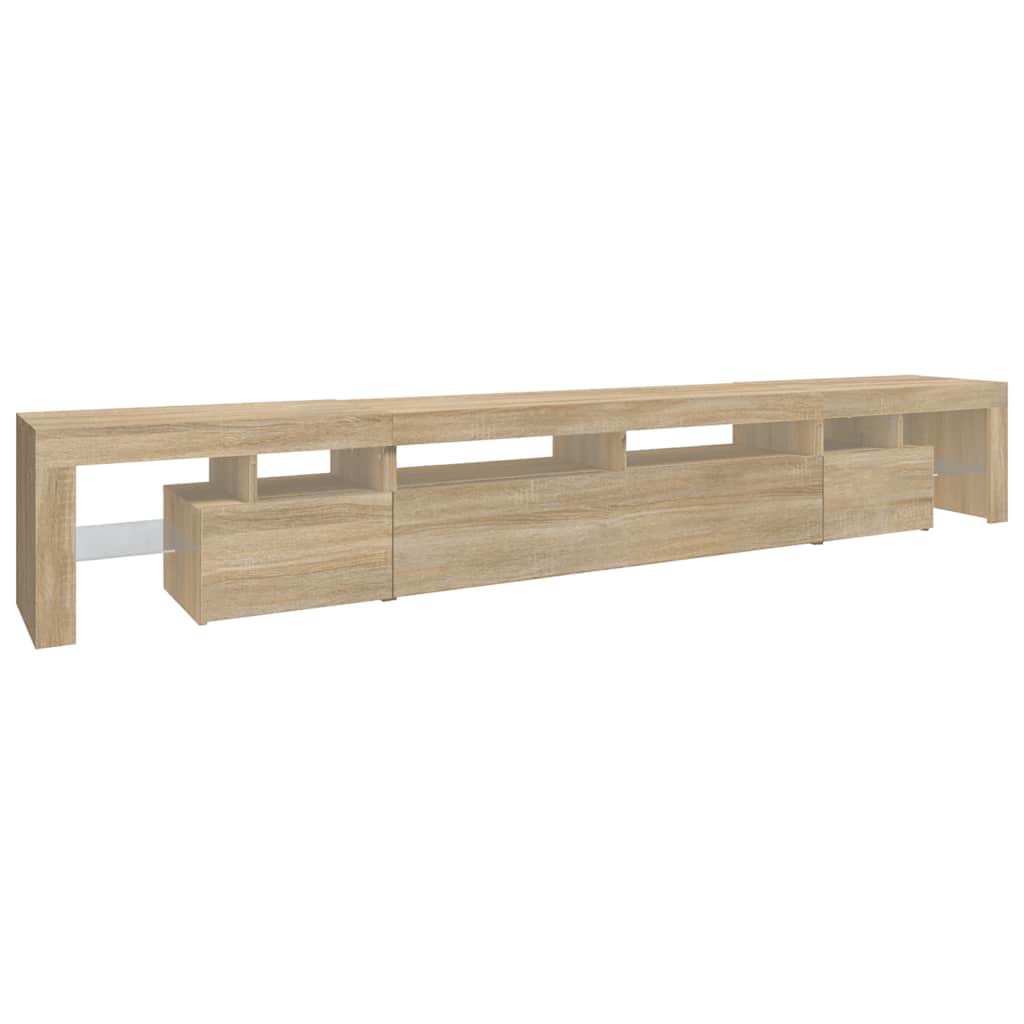 TV galdiņš ar LED apgaismojumu, ozolkoka, 260x36,5x40cm