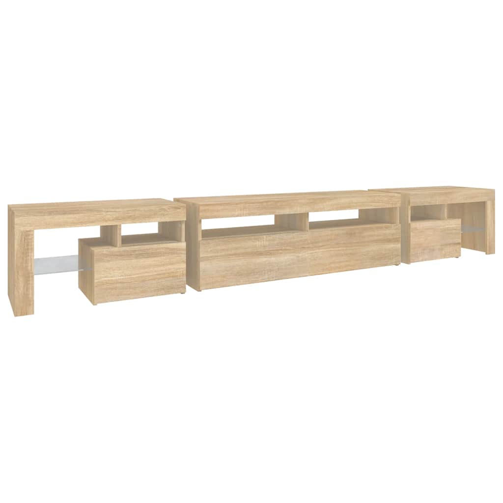 TV galdiņš ar LED apgaismojumu, ozolkoka, 260x36,5x40cm