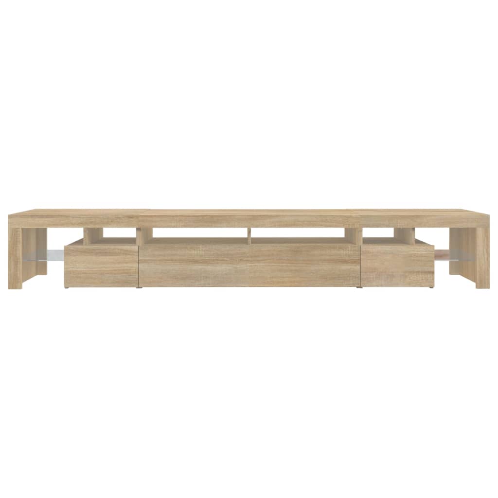 TV cabinet with LED lighting, oak, 260x36.5x40cm