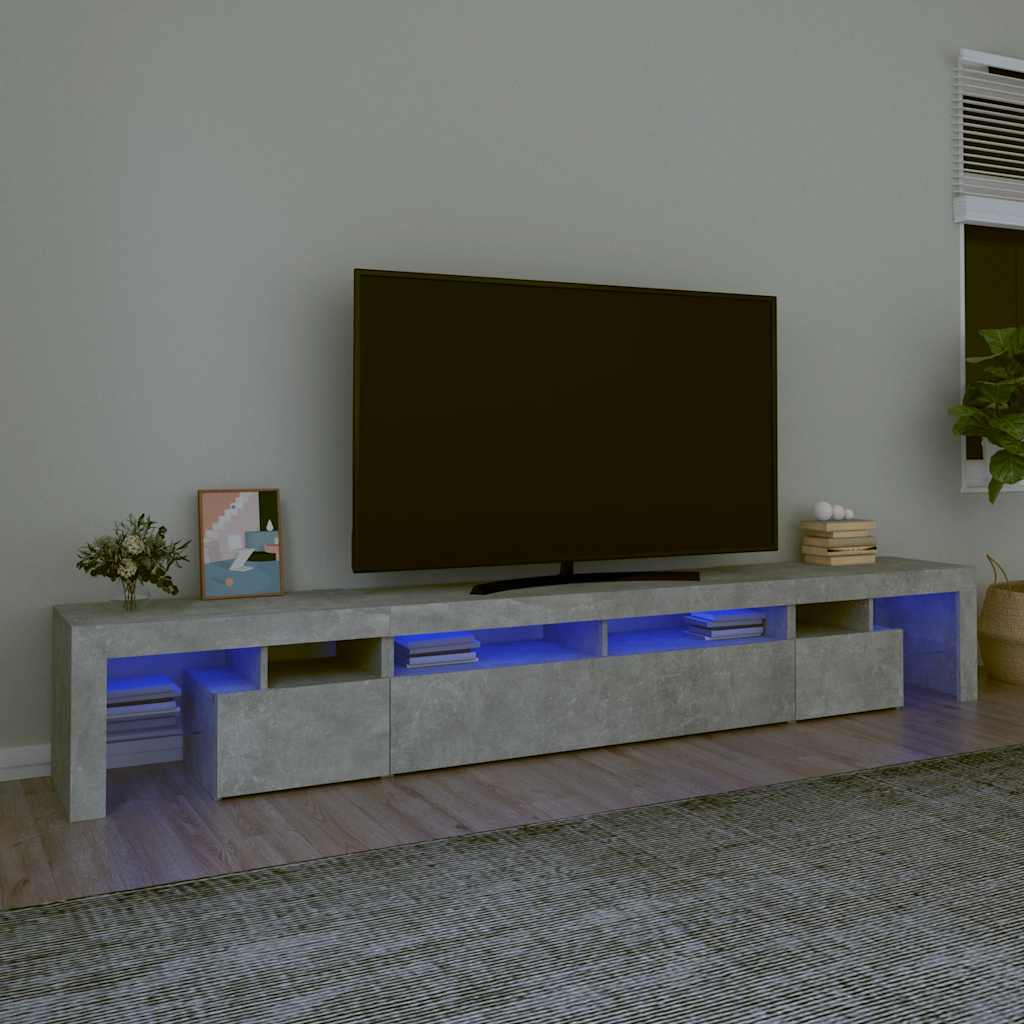 TV skapītis ar LED apgaismojumu, betona pelēks, 260x36,5x40cm