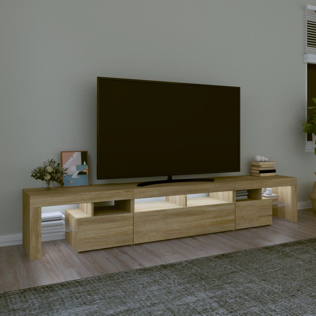 Televizora skapītis ar LED apgaismojumu, ozolkoka, 230x36,5x40cm