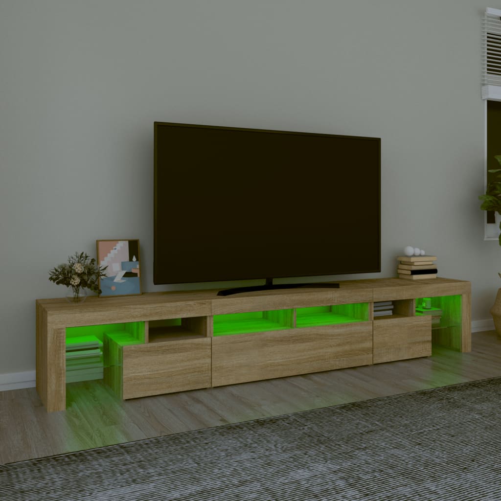 Televizora skapītis ar LED apgaismojumu, ozolkoka, 230x36,5x40cm