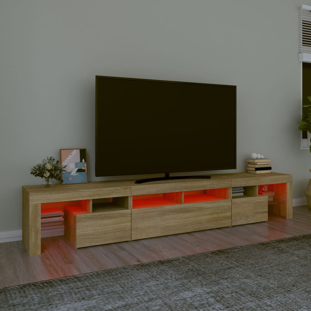 Televizora skapītis ar LED apgaismojumu, ozolkoka, 230x36,5x40cm