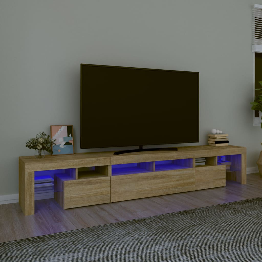Televizora skapītis ar LED apgaismojumu, ozolkoka, 230x36,5x40cm