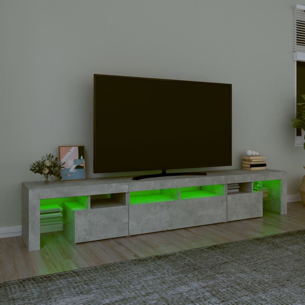 TV Cabinet with LED Lighting, Concrete Grey, 230x36.5x40cm