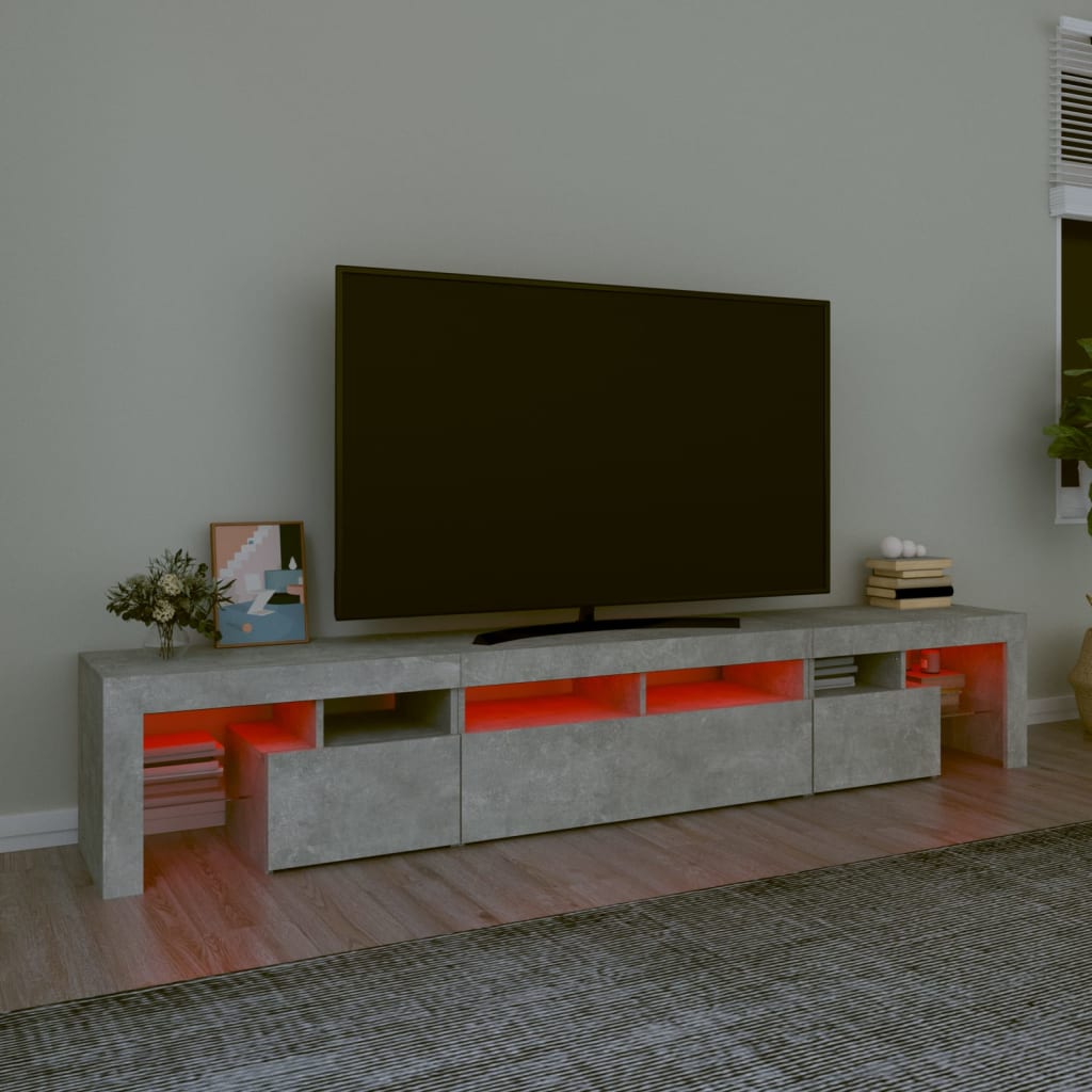 TV Cabinet with LED Lighting, Concrete Grey, 230x36.5x40cm