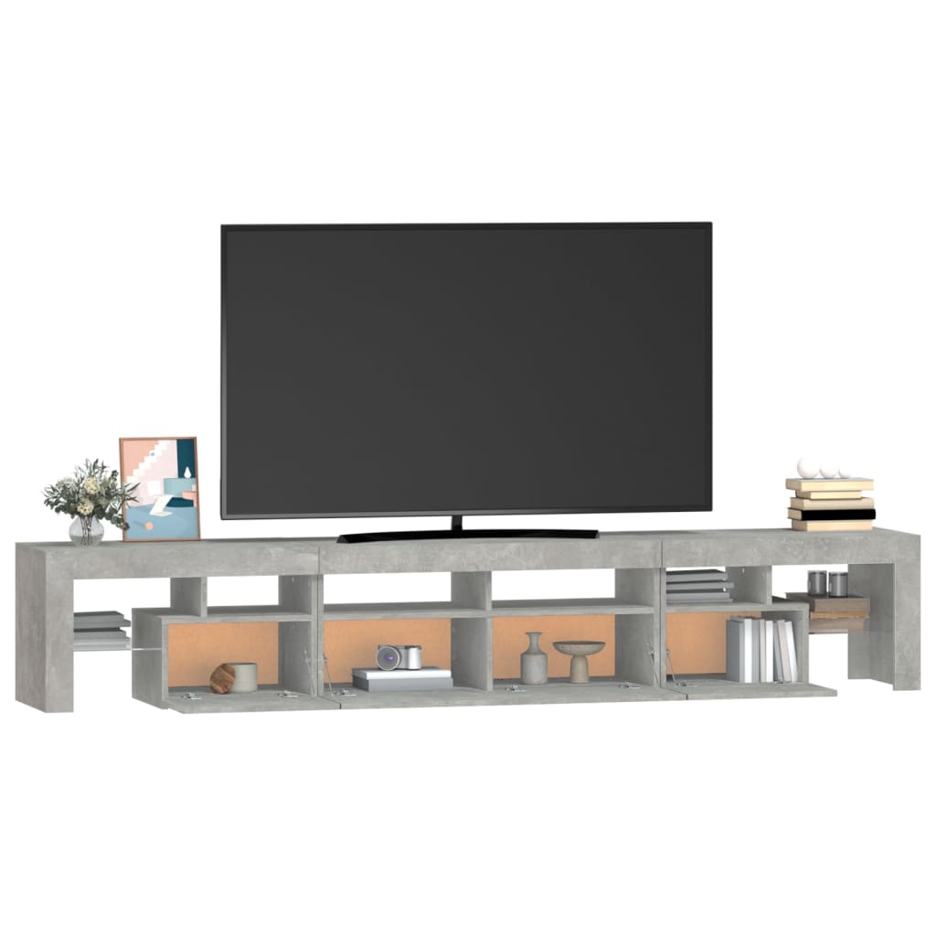 TV Cabinet with LED Lighting, Concrete Grey, 230x36.5x40cm
