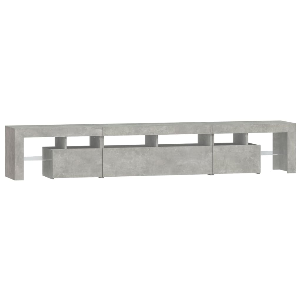 TV Cabinet with LED Lighting, Concrete Grey, 230x36.5x40cm