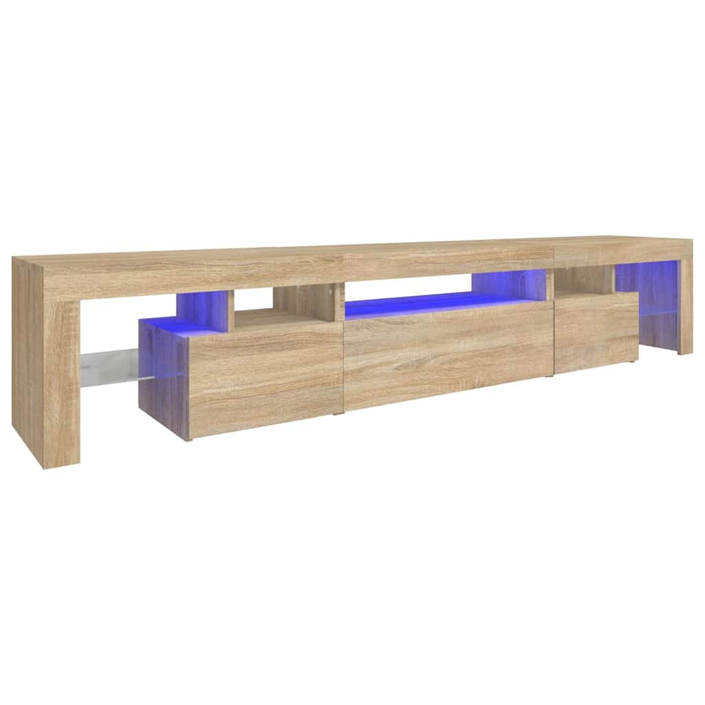 TV skapītis ar LED apgaismojumu, ozolkoka, 215x36,5x40cm