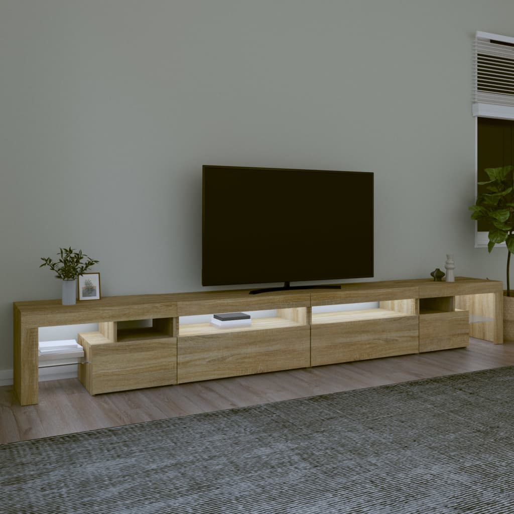 Televizora skapītis ar LED apgaismojumu, ozolkoka, 290x36,5x40cm