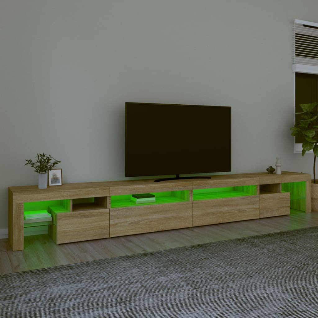 Televizora skapītis ar LED apgaismojumu, ozolkoka, 290x36,5x40cm